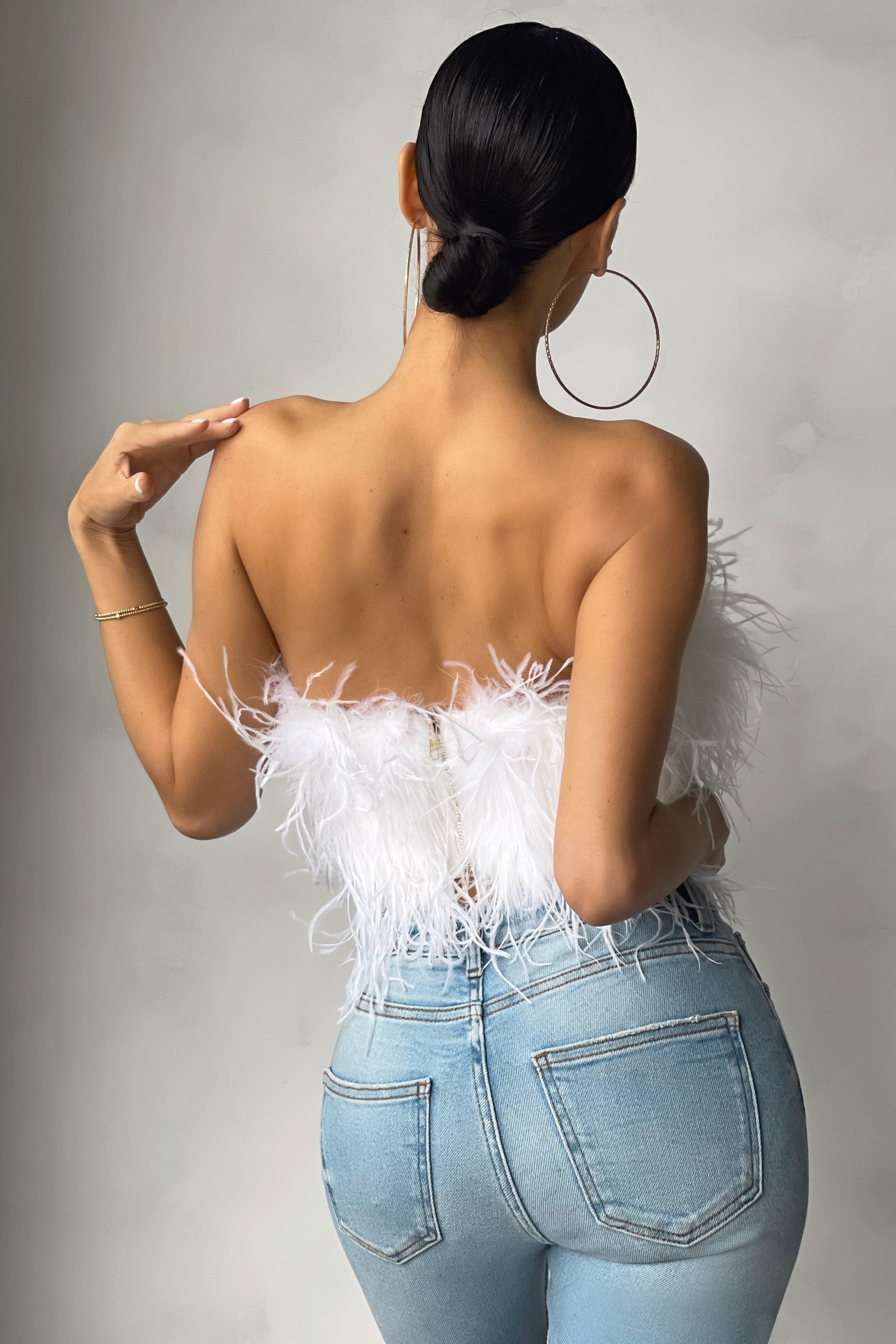 Dream Daze | White Feather Bandeau Crop Top