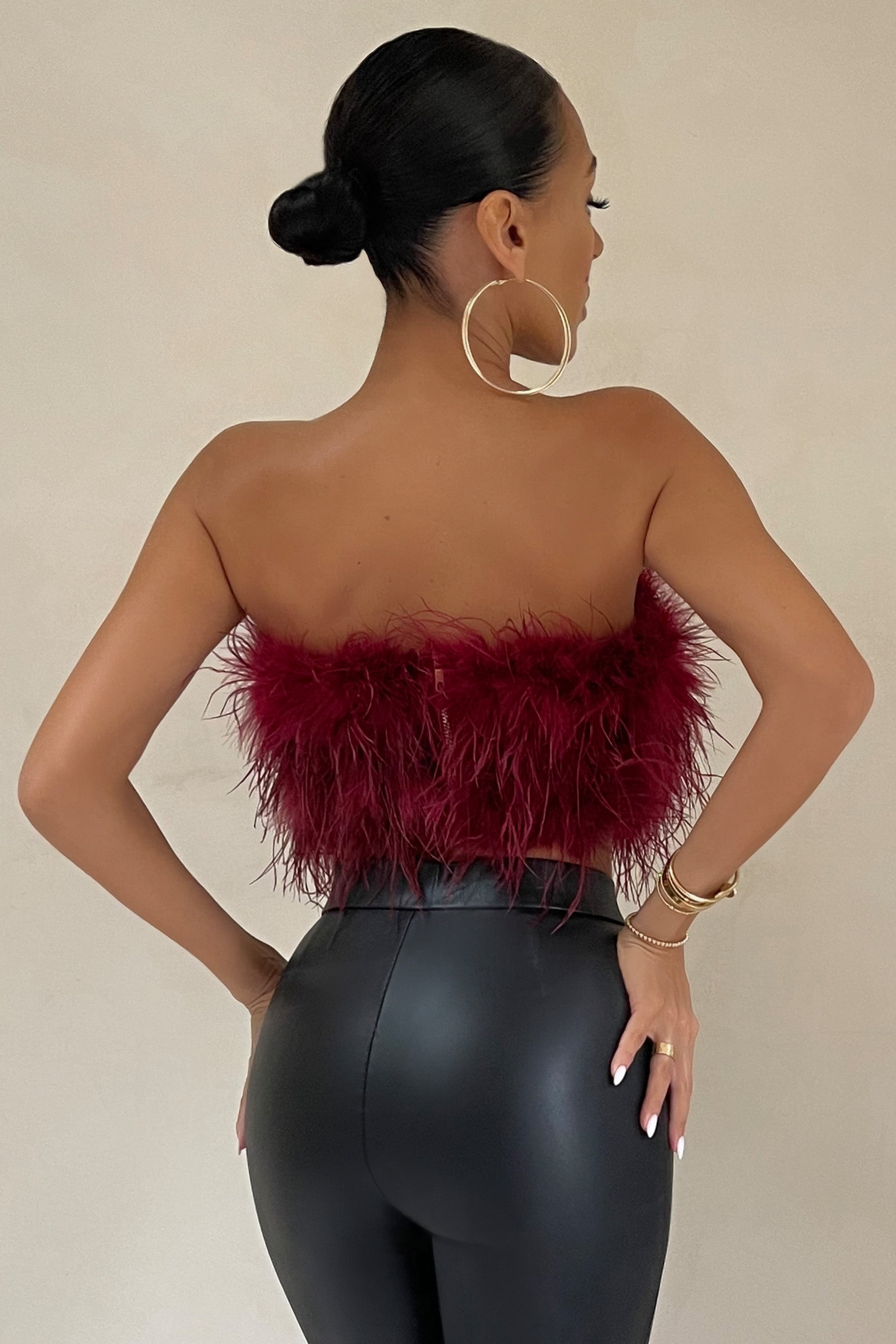 Dream Daze | Berry Feather Bandeau Crop Top