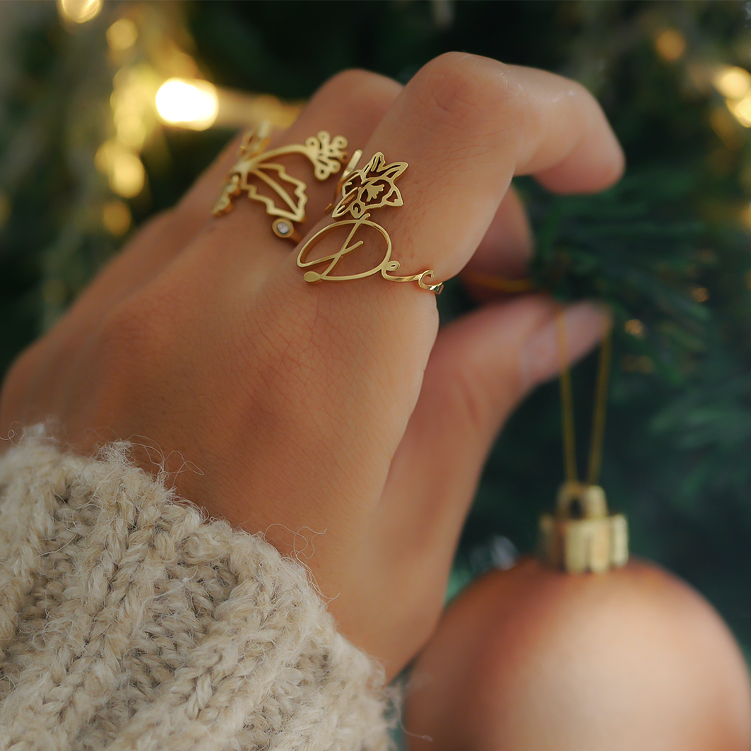 Birth Flower Ring With A Stone