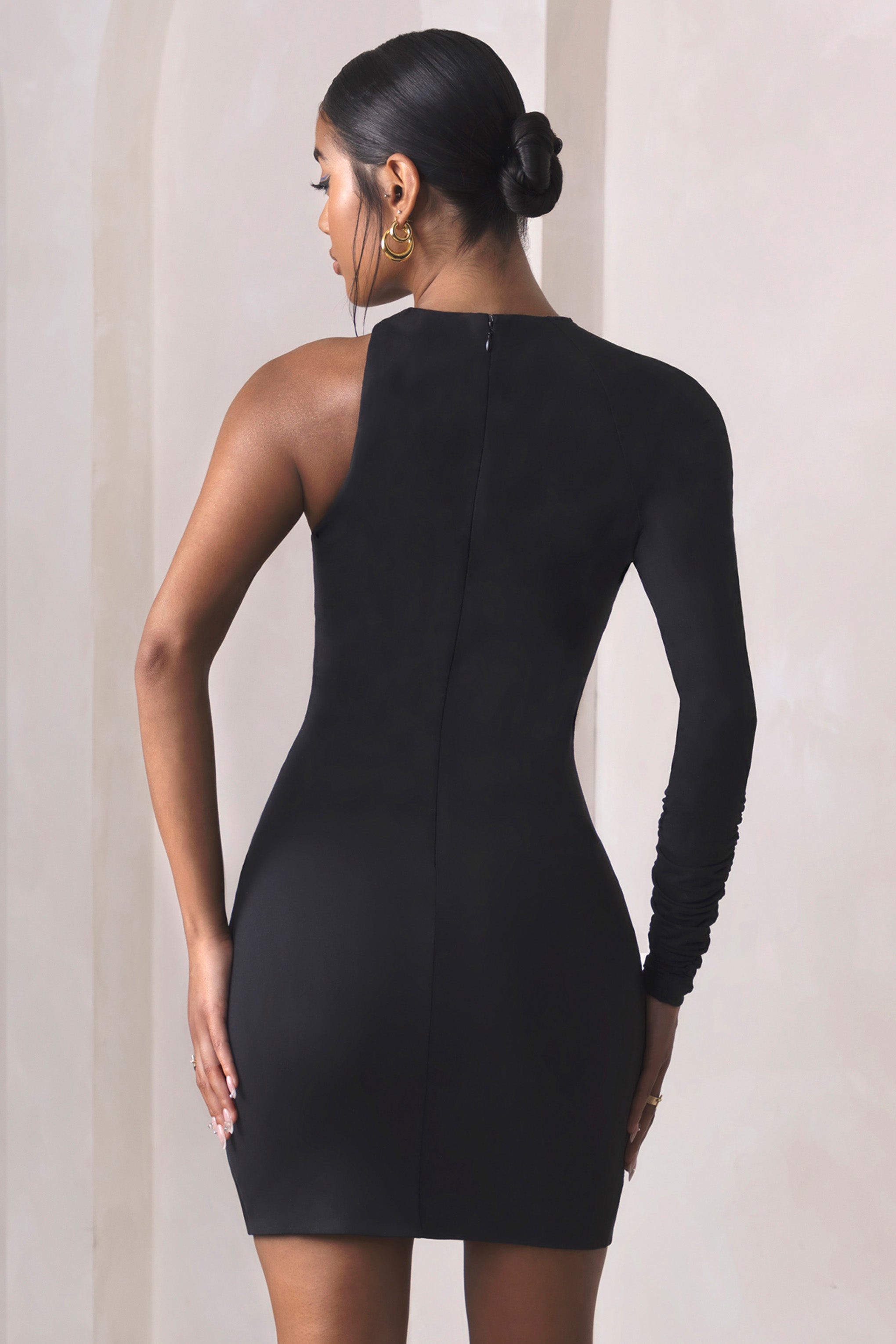 Be Ready | Black High Neck Mesh Cut Out Mini Dress