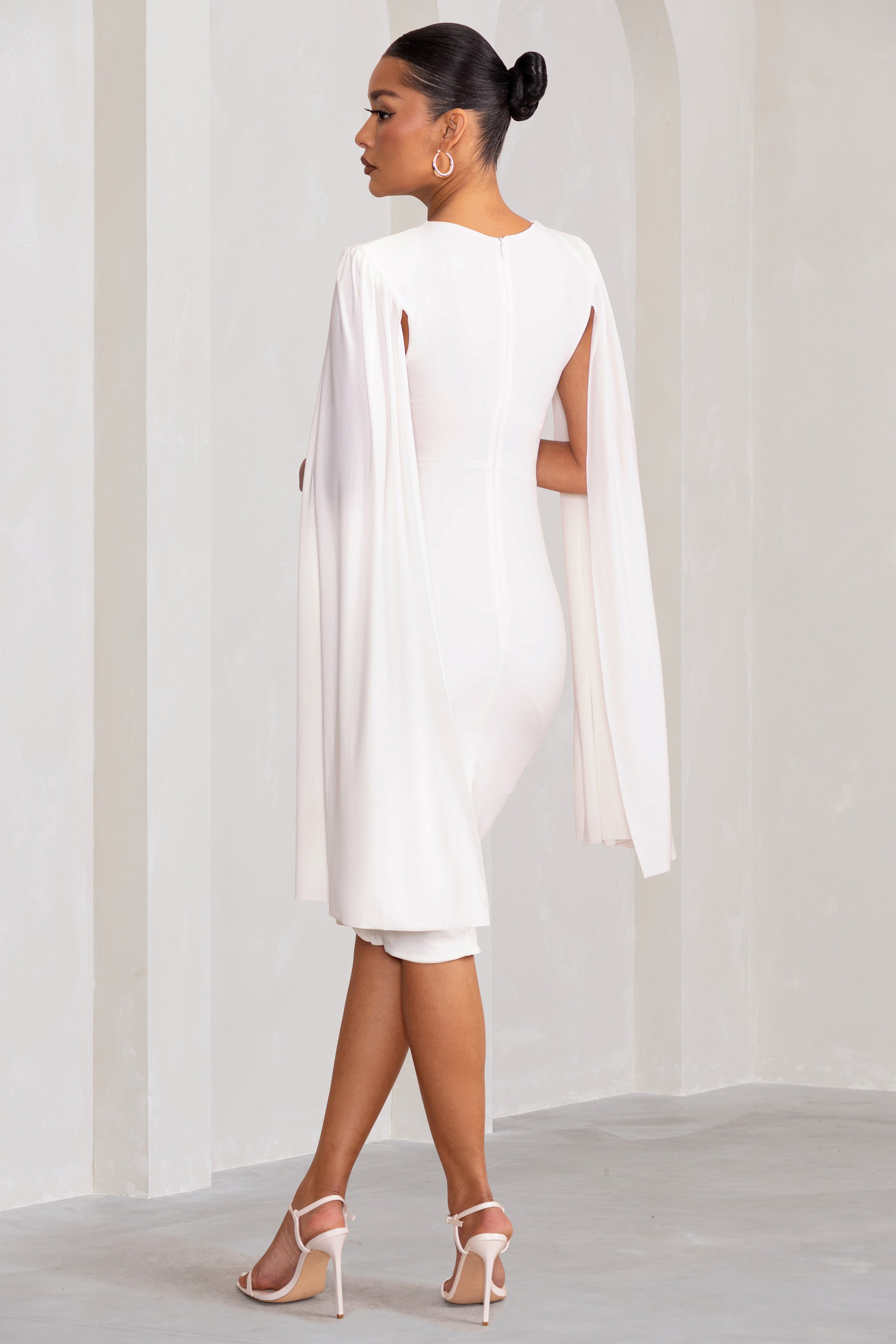 Hey Mama | White Maternity Cape Midi Dress