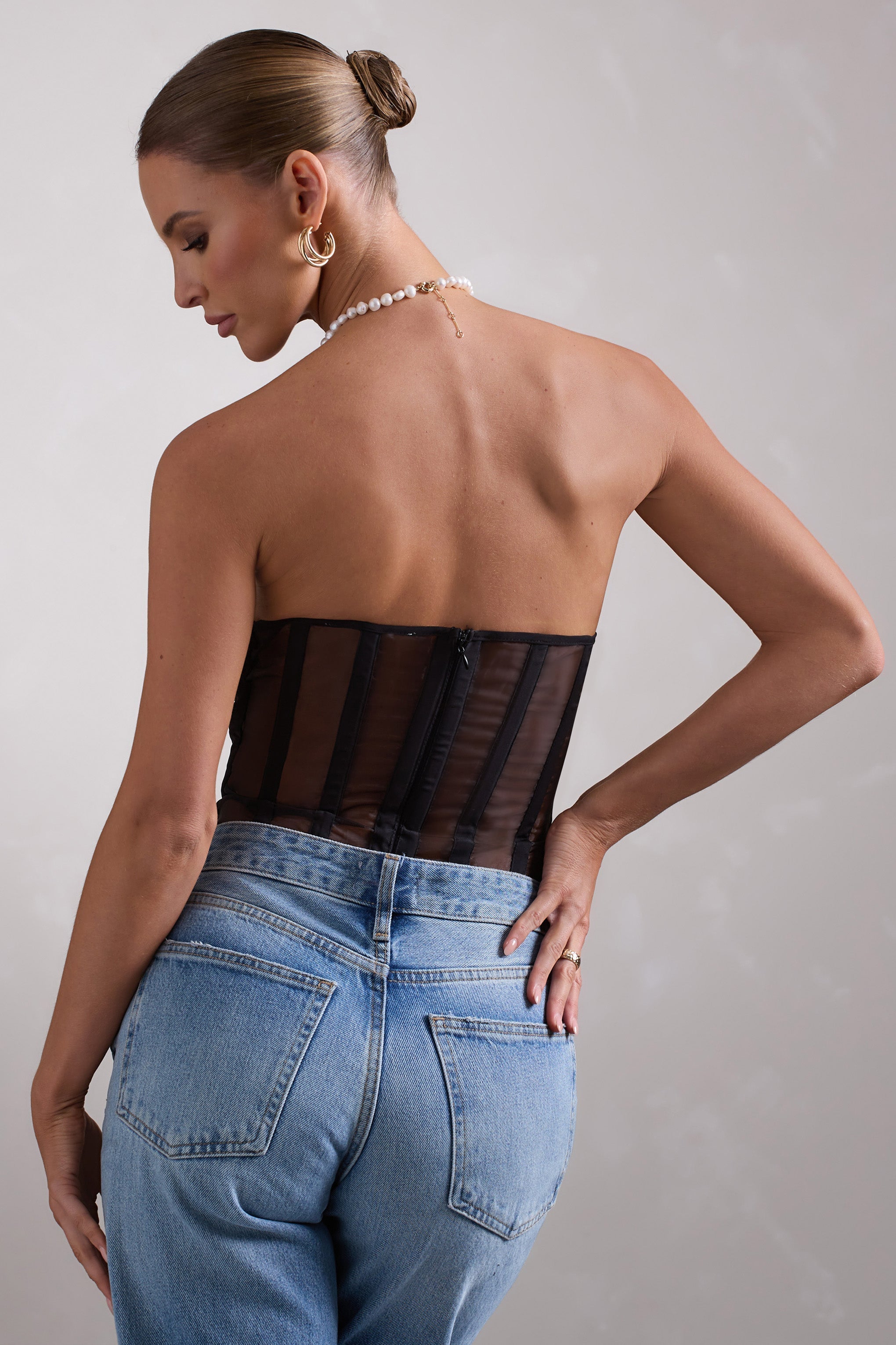 Coupled Up | Black Corset Strapless Bodysuit