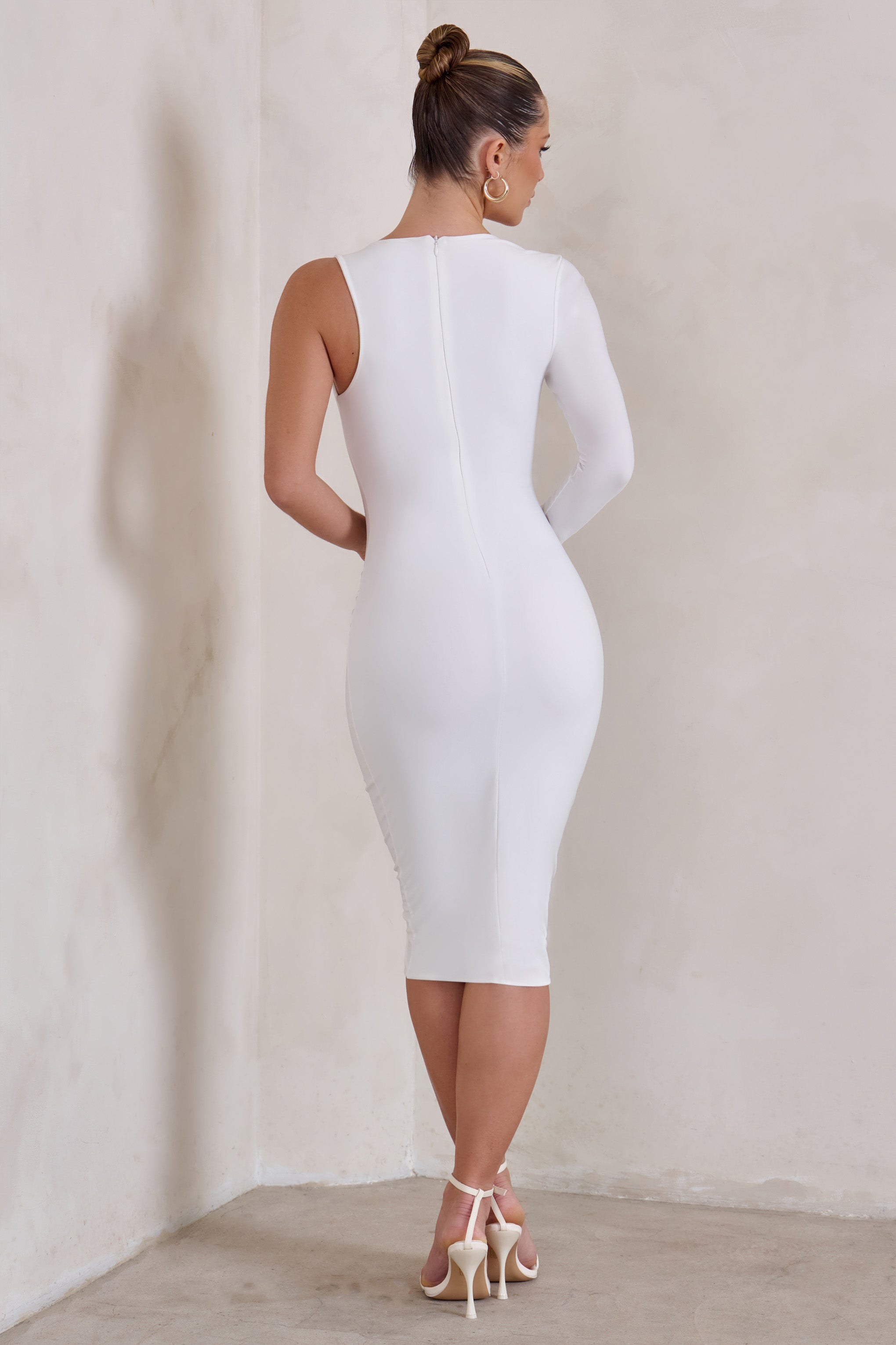 Refine | White One Shoulder Bodycon Midi Dress