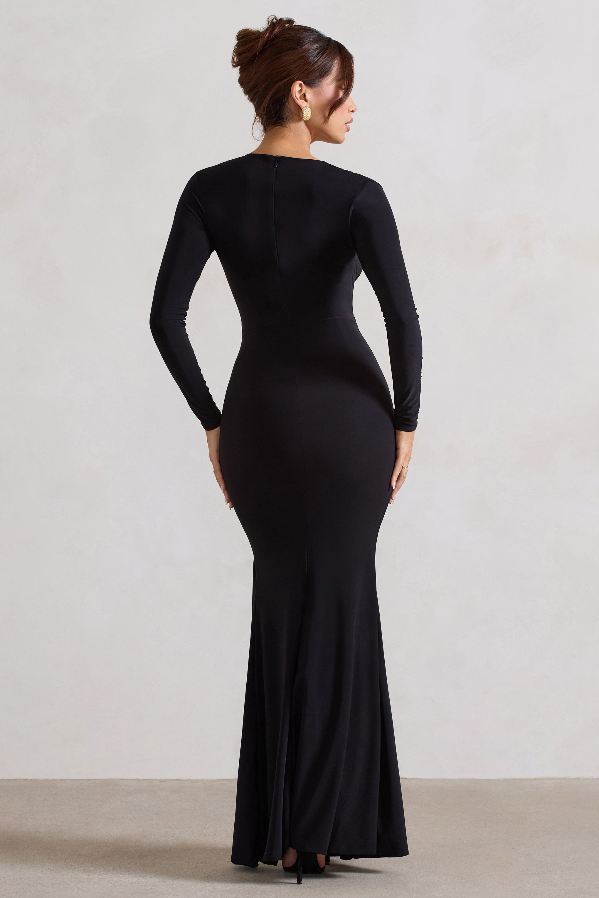 Unforgotten | Black Wrap Front Maxi Dress With Side Split