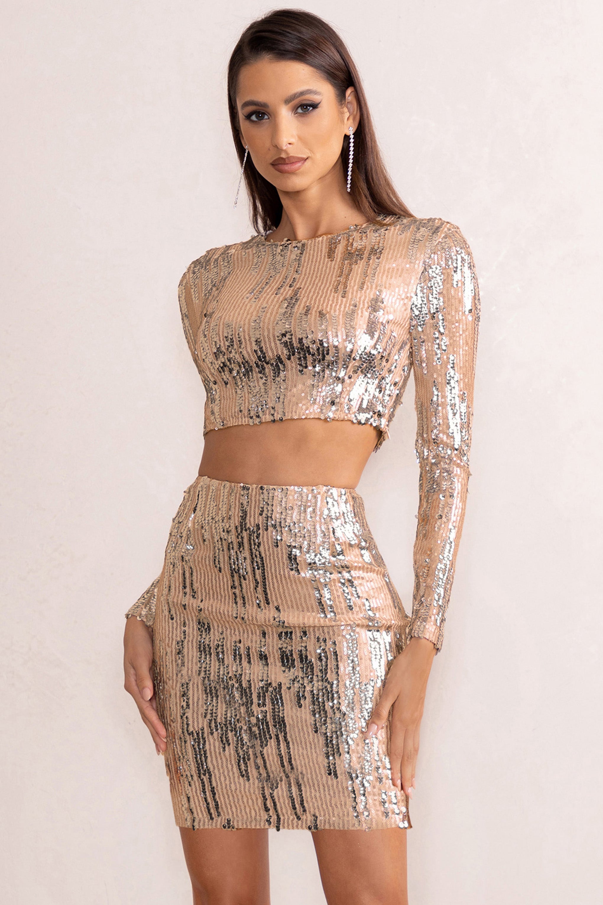 Aftermath | Champagne Sequin Crop Top